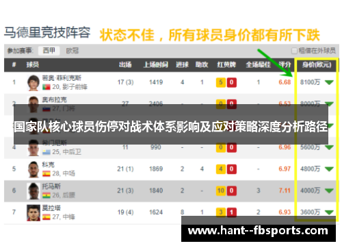 国家队核心球员伤停对战术体系影响及应对策略深度分析路径